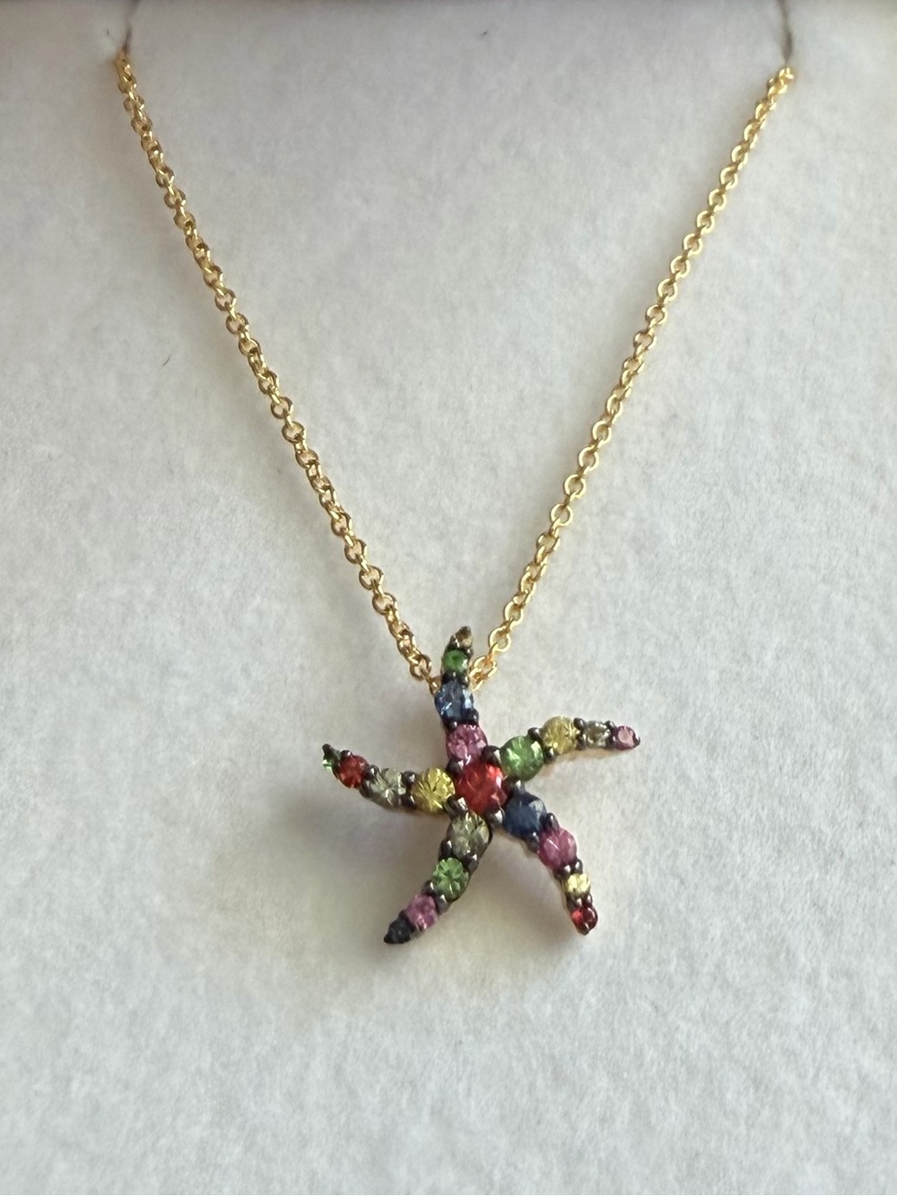 EFFY 14k gold starfish Necklace ctw .43 18 or 16inch length